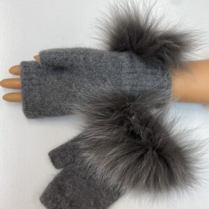 A Grey Color Gloves With Fur Ends Copy
