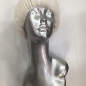 small photo of silver mannequin wearing white fur headband