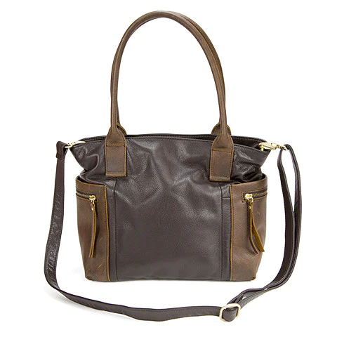 A Dark Brown Color Bag With Brown Straps