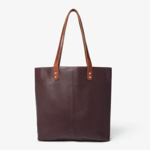 Aurora Tote Bag Mulberry Front With Tan Straps