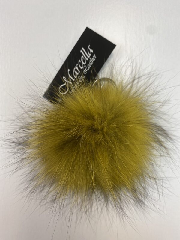A Dirty Yellow Color Fur Ball Keychain With Silver Ring Copy