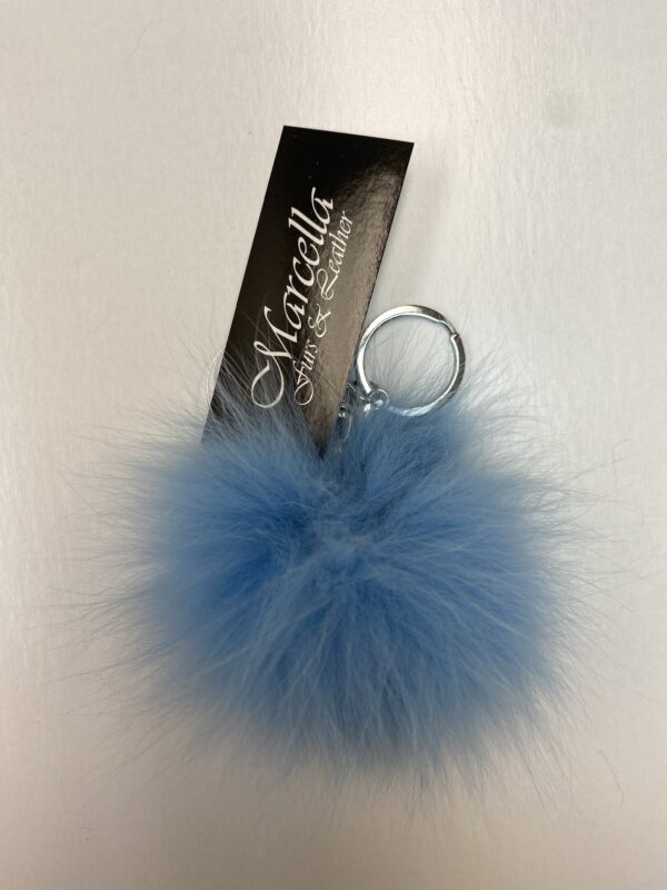 A Blue Color Fur Ball Keychain With Silver Ring Copy