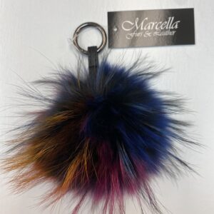 A Blue Fur Ball With Pink and Orange Ends