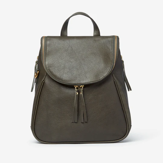 Joni Backpack Olive Color Front View