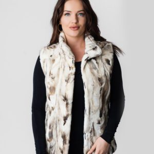 A White Color Fur Vest With Brown Strips