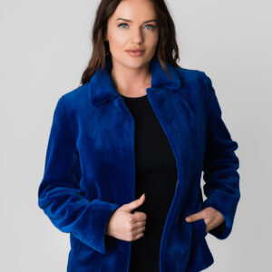 A Blue Velvet Material Coat With Collars