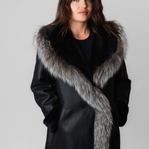 A Black Color Leather With Grey Color Fur
