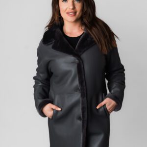A Black Leather Coat With a Fur Strip