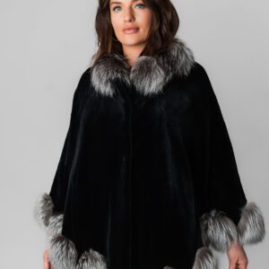 A Pull Over Black Coat With Grey Fur Lining