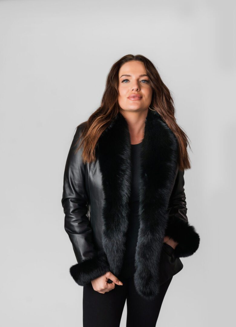 A Leather Jacket With Black Fur Lining
