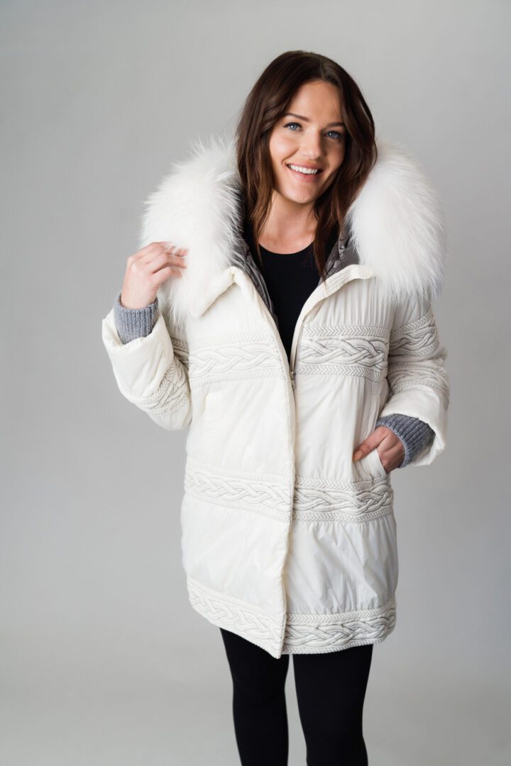 A White Color Jacket With White Fur